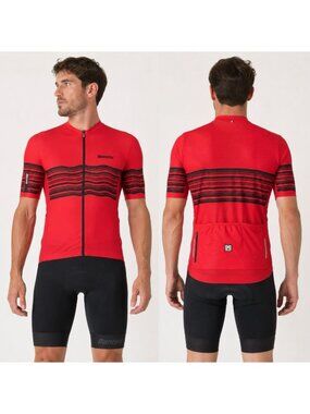 Santini Tono Profilo Cyclining Jersey XL Red Full Zip Short Sleeve Italy NWT